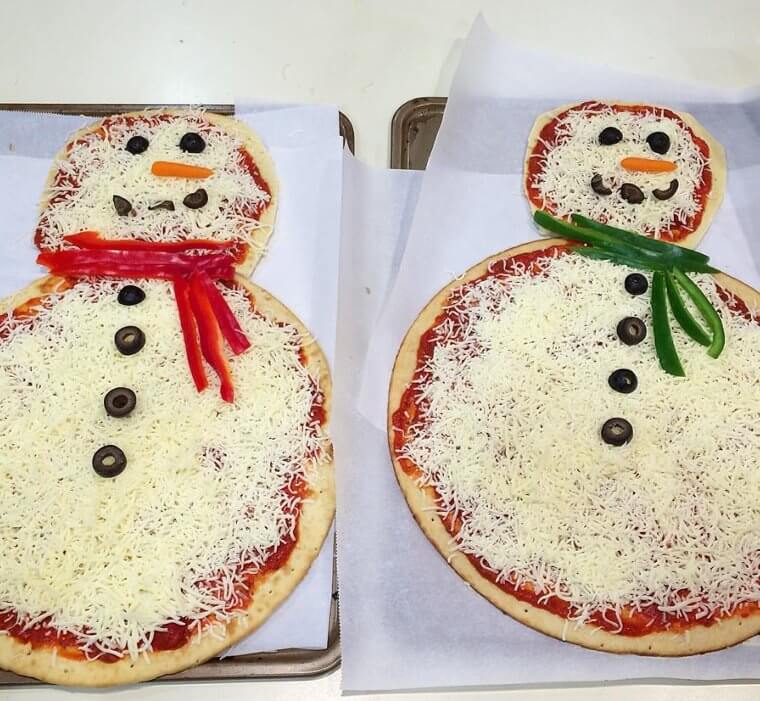 Make Your Own Snowman Pizzas