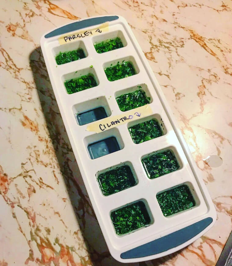 Freeze And Preserve Herbs In Olive Oil To Make Cooking Easier