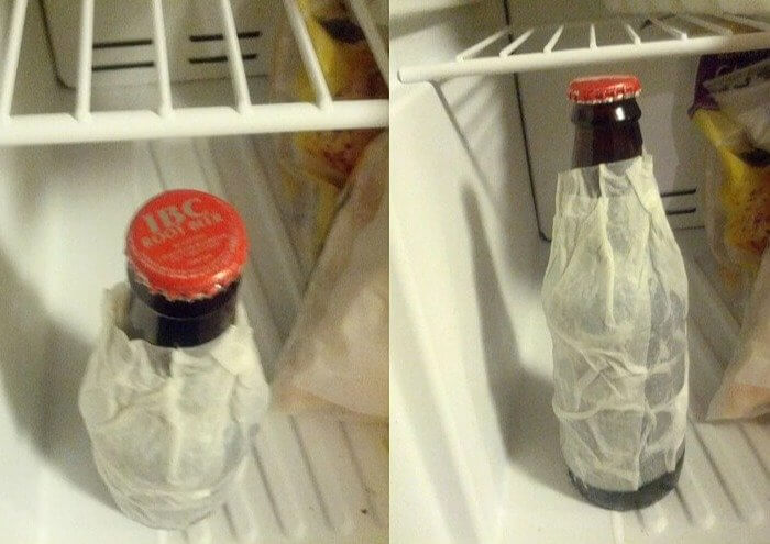 Get Ice-Cold Drinks in Minutes by Wrapping the Bottle in a Paper Towel